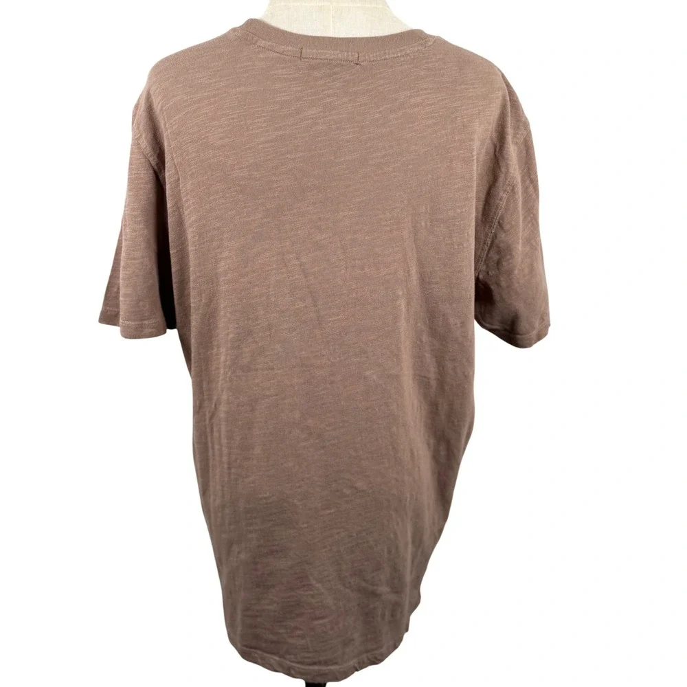 Robert Barakett Mens L Kamloops T Shirt Brown Slub Cotton Crew Neck RB11071 GUC